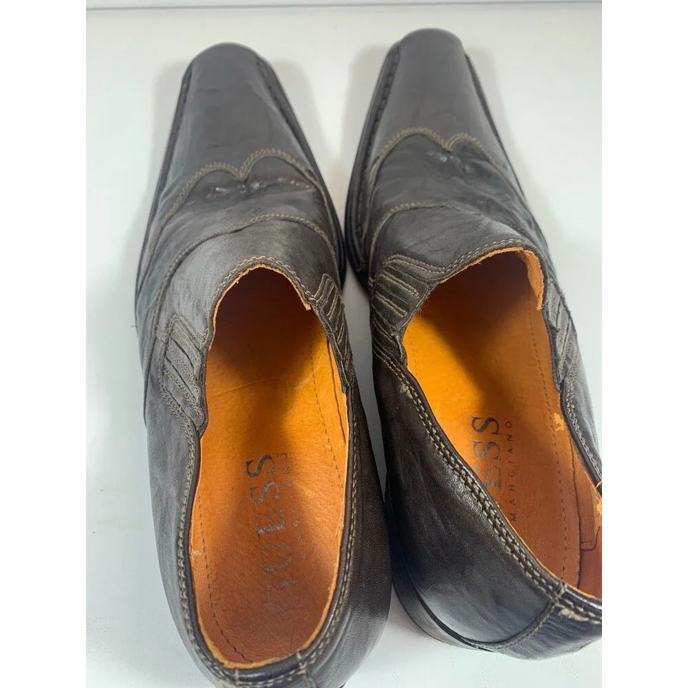 GUESS by Marciano ROY Men 10 M Brown Leather Slip On Loafers Dress Shoes Romania